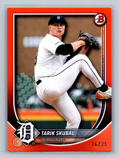 Tarik Skubal 2025 Bowman Paper Orange /25 #20 Tigers