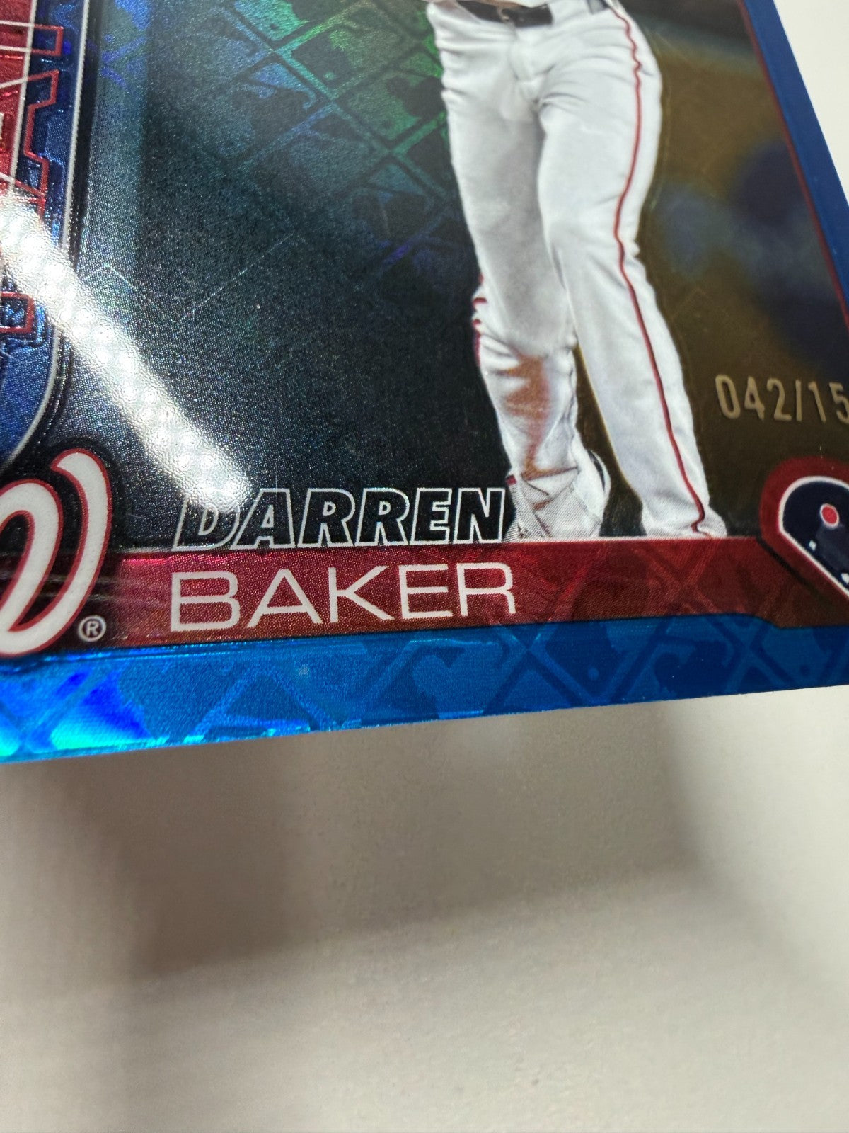 Darren Baker 2025 Topps Chrome Blue Logofractor RC /150 #231 Nationals