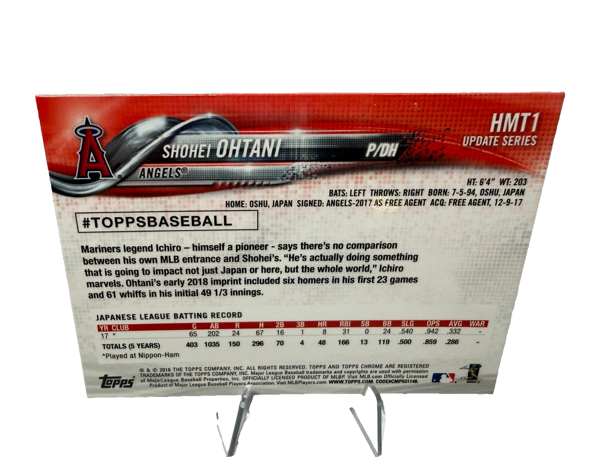 Shohei Ohtani 2018 Topps Chrome Update RC #HMT1