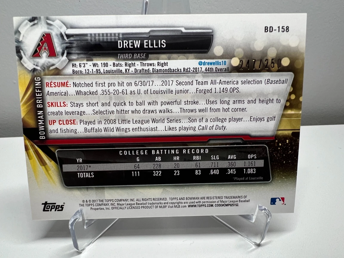 Drew Ellis 2017 Bowman Draft Paper Purple /250 #BD-158 Diamondbacks