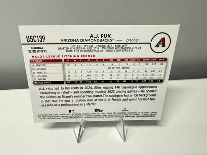 A.J. Puk 2024 Topps Chrome Update Series Blue RayWave Refractor /150 #USC139
