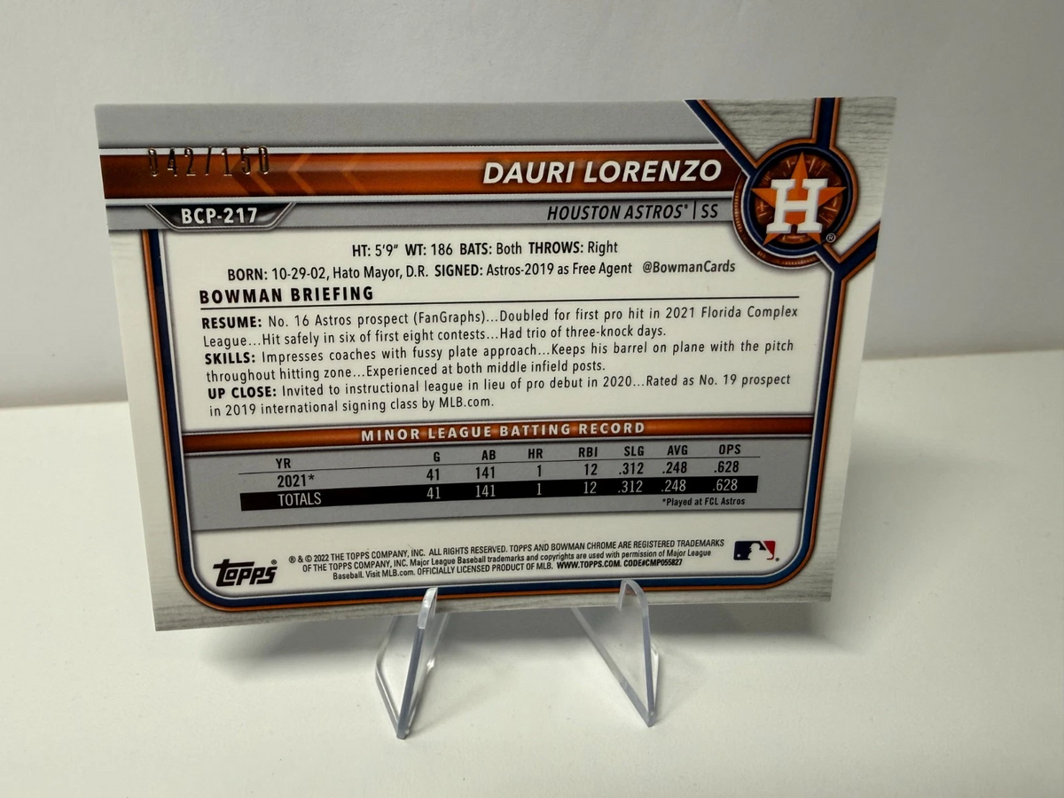 Dauri Lorenzo 2022 Bowman Chrome Prospect Blue Refractor /150 #BCP-217 Astros