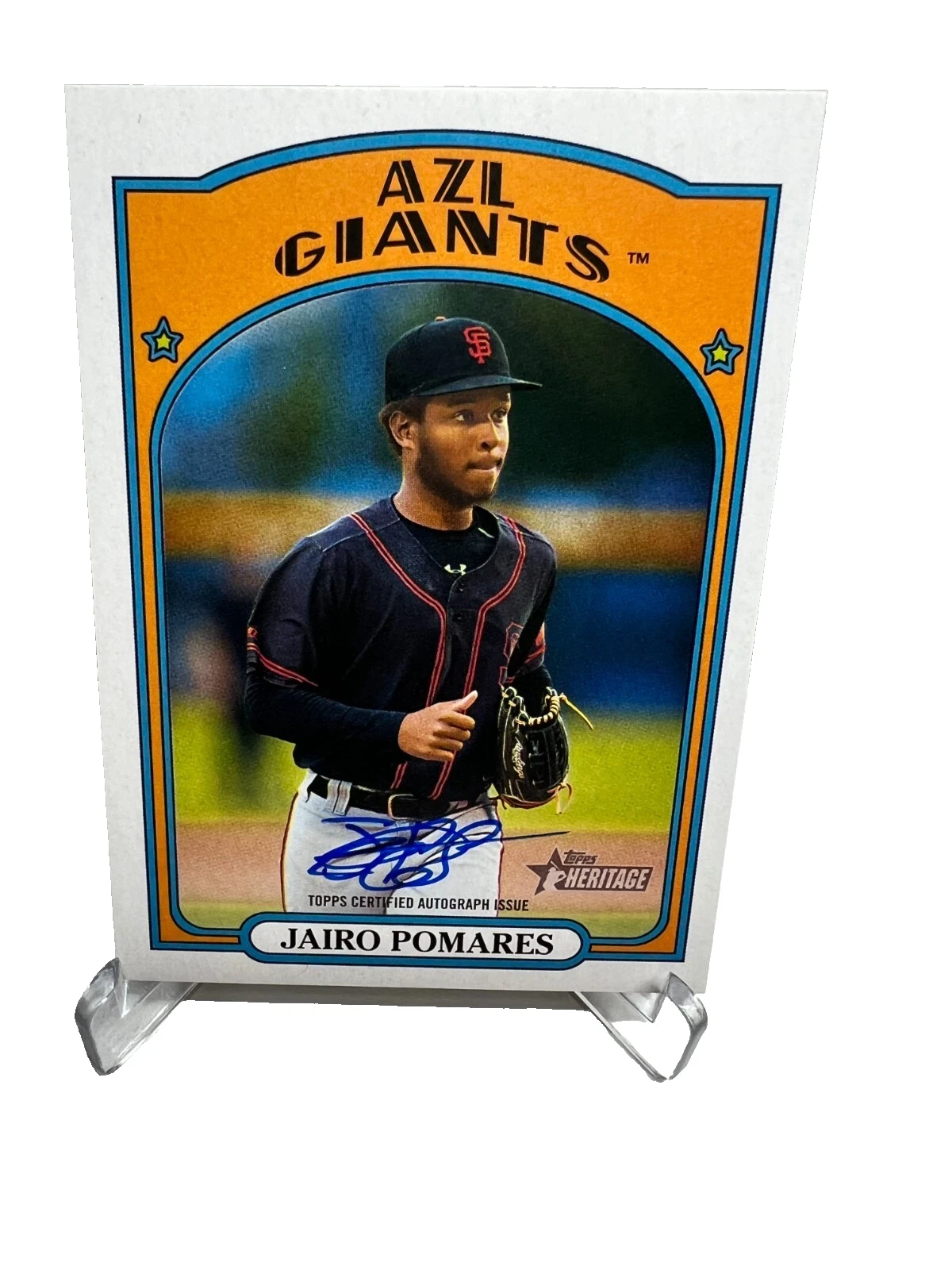 Jairo Pomares 2021 Topps Heritage Minors Auto #ROA-JP Giants