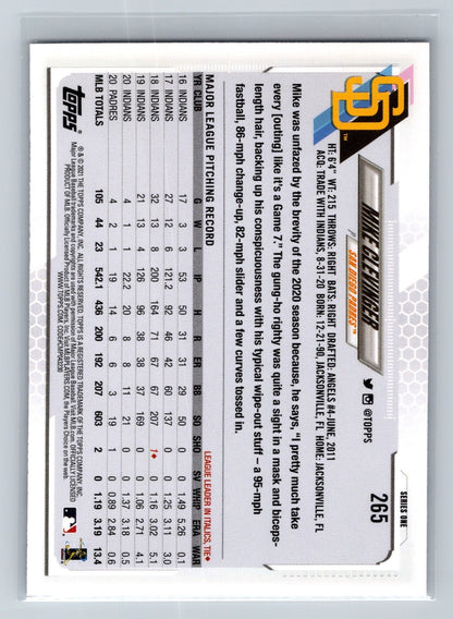 Mike Clevinger 2021 Topps Series 1 SP Image Variation #265 Padres