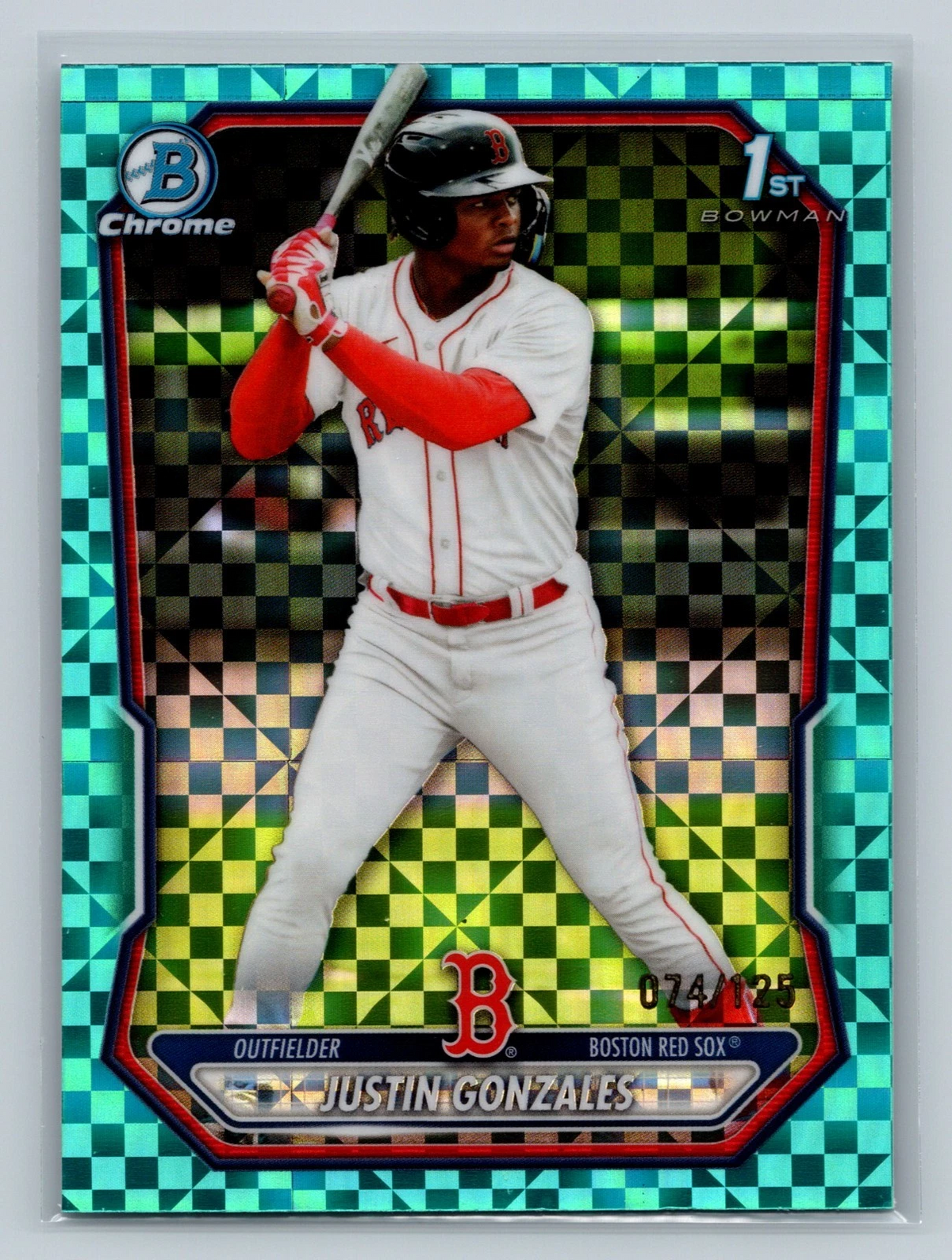 Justin Gonzales 2026 Bowman Chrome 1st Aqua X-Fractor /125 #BCP-141 Red Sox