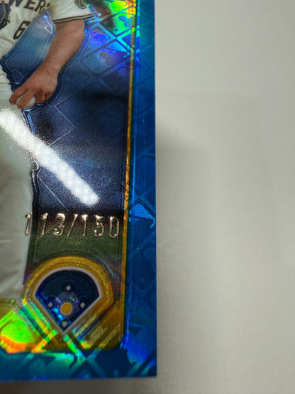 Nestor Cortes 2025 Topps Chrome Blue Logofractor /150 #22 Brewers