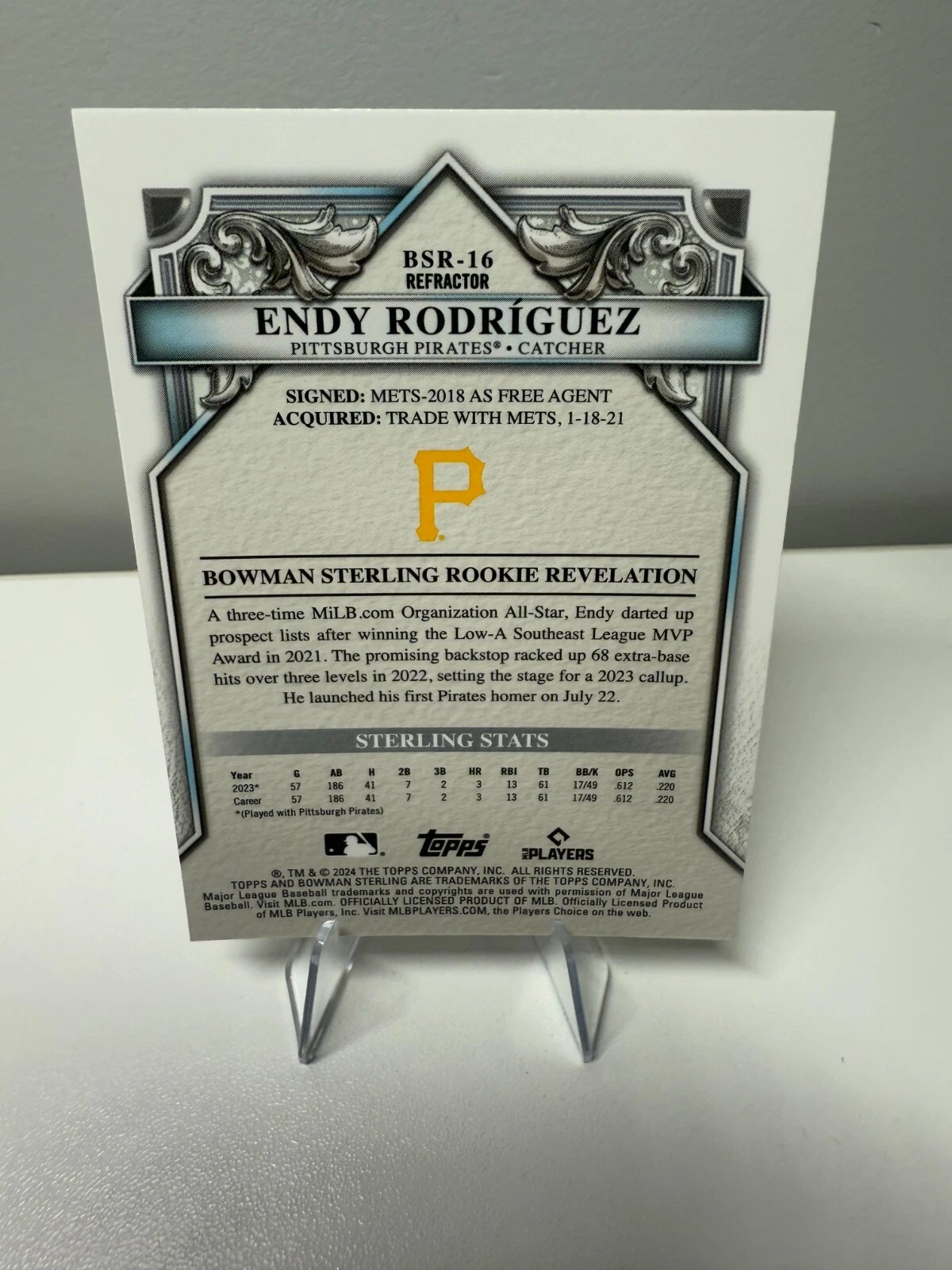 Endy Rodriguez 2024 Bowman Sterling Refractor RC /199 #16 Pirates