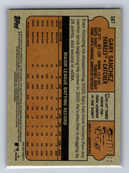 Gary Sanchez 2021 Topps Heritage High Number Chrome Red Refractor /372 #587