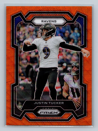 Justin Tucker 2023 Panini Prizm Orange Wave Prizm /60 #22 Ravens