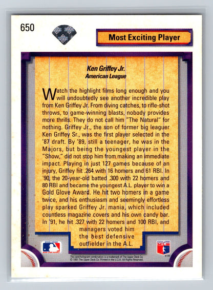 Ken Griffey Jr. 1961 Upper Deck Major League Diamond Skills #650 Mariners