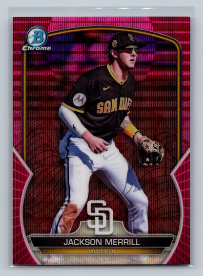 Jackson Merrill 2023 Bowman Chrome Prospect Fuchsia Pink Vapor Refractor /199