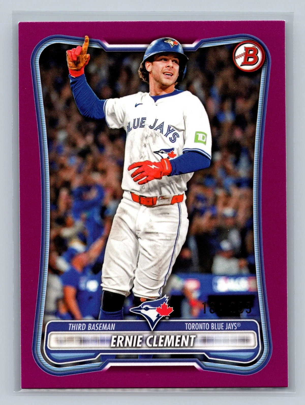 Ernie Clement 2026 Bowman Fuchsia Border /299 #8 Blue Jays