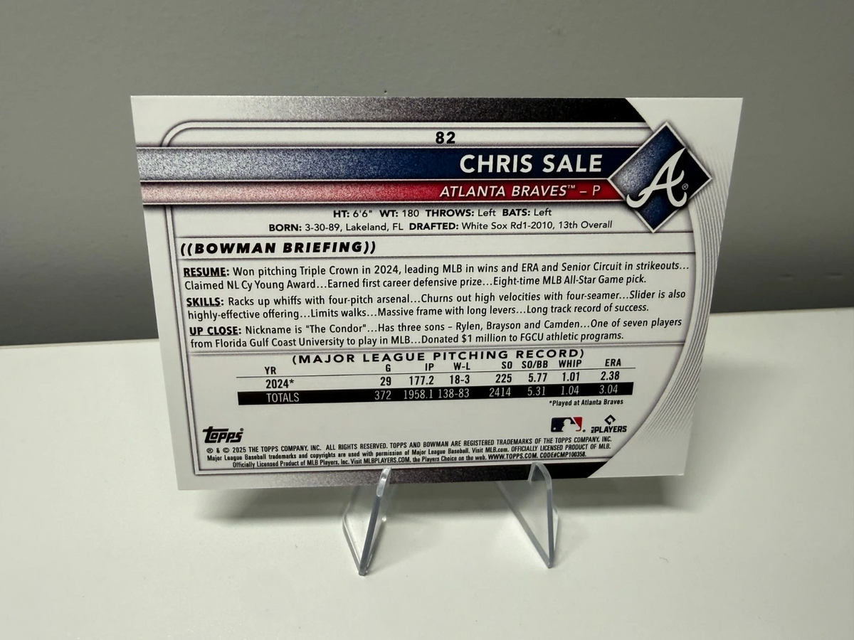 Chris Sale 2025 Bowman Neon Green /399 #82 Braves