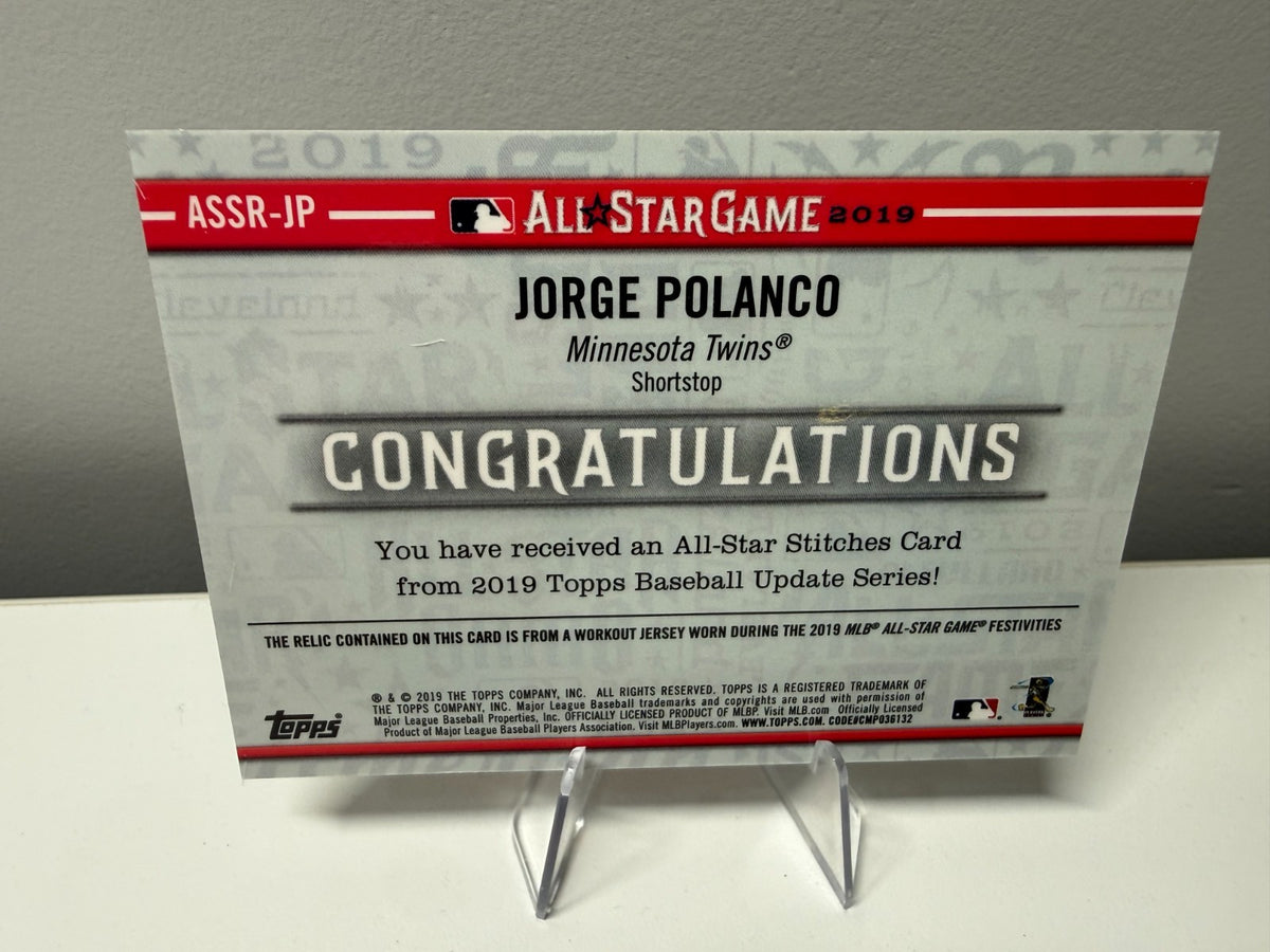 Jorge Polanco 2019 Topps Update Series All Star Stitches Gold /50 #ASSR-JP Twins
