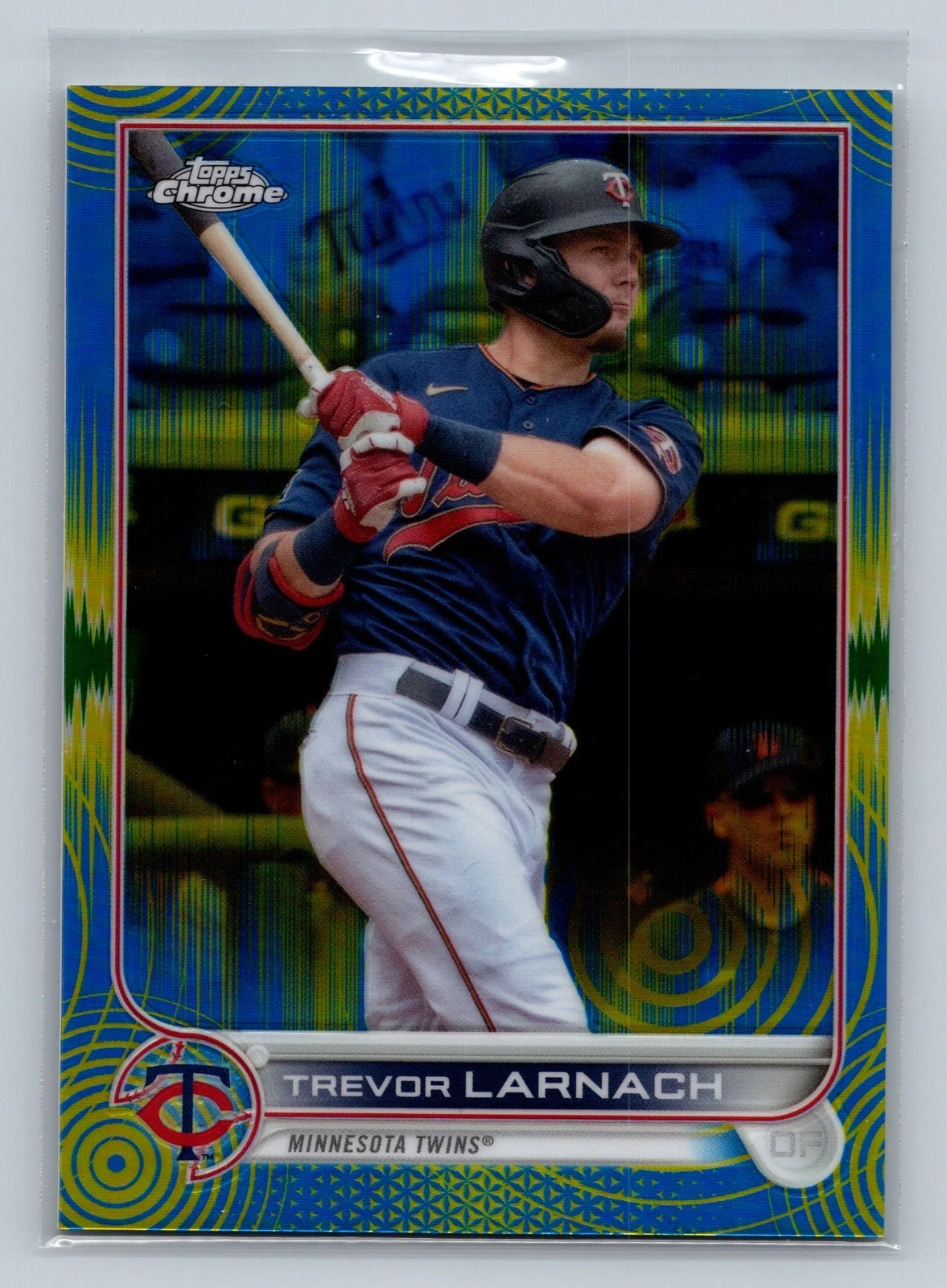 Trevor Larnach 2022 Topps Chrome Blue & Yellow Sonic Pulse Refractor /75 #88