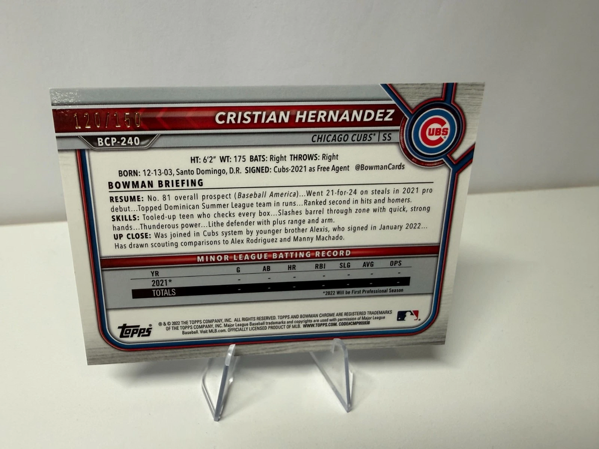 Cristian Hernandez 2022 Bowman Chrome Blue Mojo Refractor /150 #BCP-240