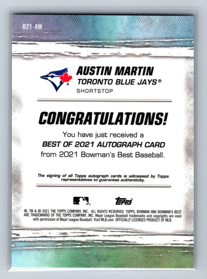 Austin Martin 2021 Bowmans Best Auto #B21-AM Blue Jays