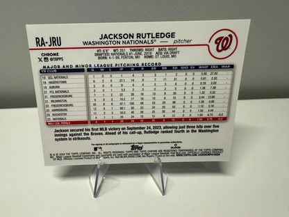 Jackson Rutledge 2024 Topps Chrome Blue RayWave Refractor Auto RC /150 #RA-JRU