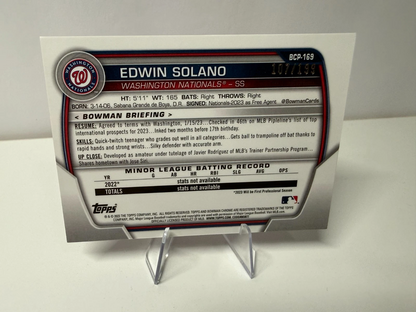 Edwin Solano 2023 Bowman Chrome 1st Fuchsia Wave Refractor /199 #BCP-169