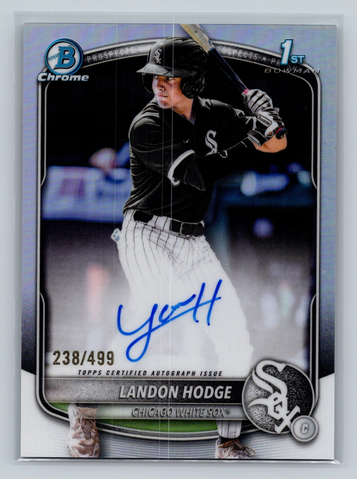 Landon Hodge 2025 Bowman Draft Chrome 1st Refractor Auto /499 #CPA-LHO White Sox