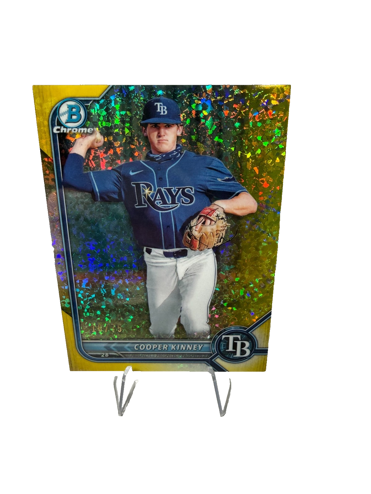 Cooper Kinney 2022 Bowman Chrome Prospect Yellow Mini Diamond Refractor /75