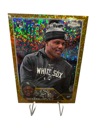 Oscar Colas 2023 Topps Chrome Update Gold Speckle Refractor Image Variation /50
