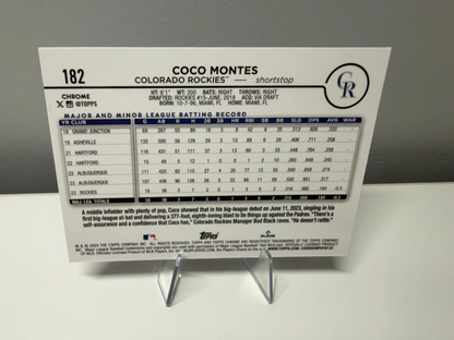 Coco Montes 2024 Topps Chrome Blue Logofractor RC /150 #182 Rockies