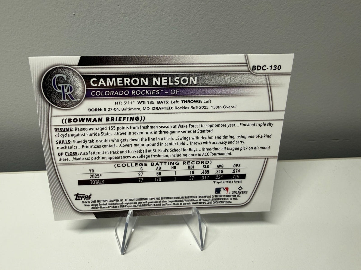 Cameron Nelson 2025 Bowman Draft Chrome 1st Aqua Geometric Refractor /125