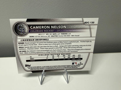 Cameron Nelson 2025 Bowman Draft Chrome 1st Aqua Geometric Refractor /125