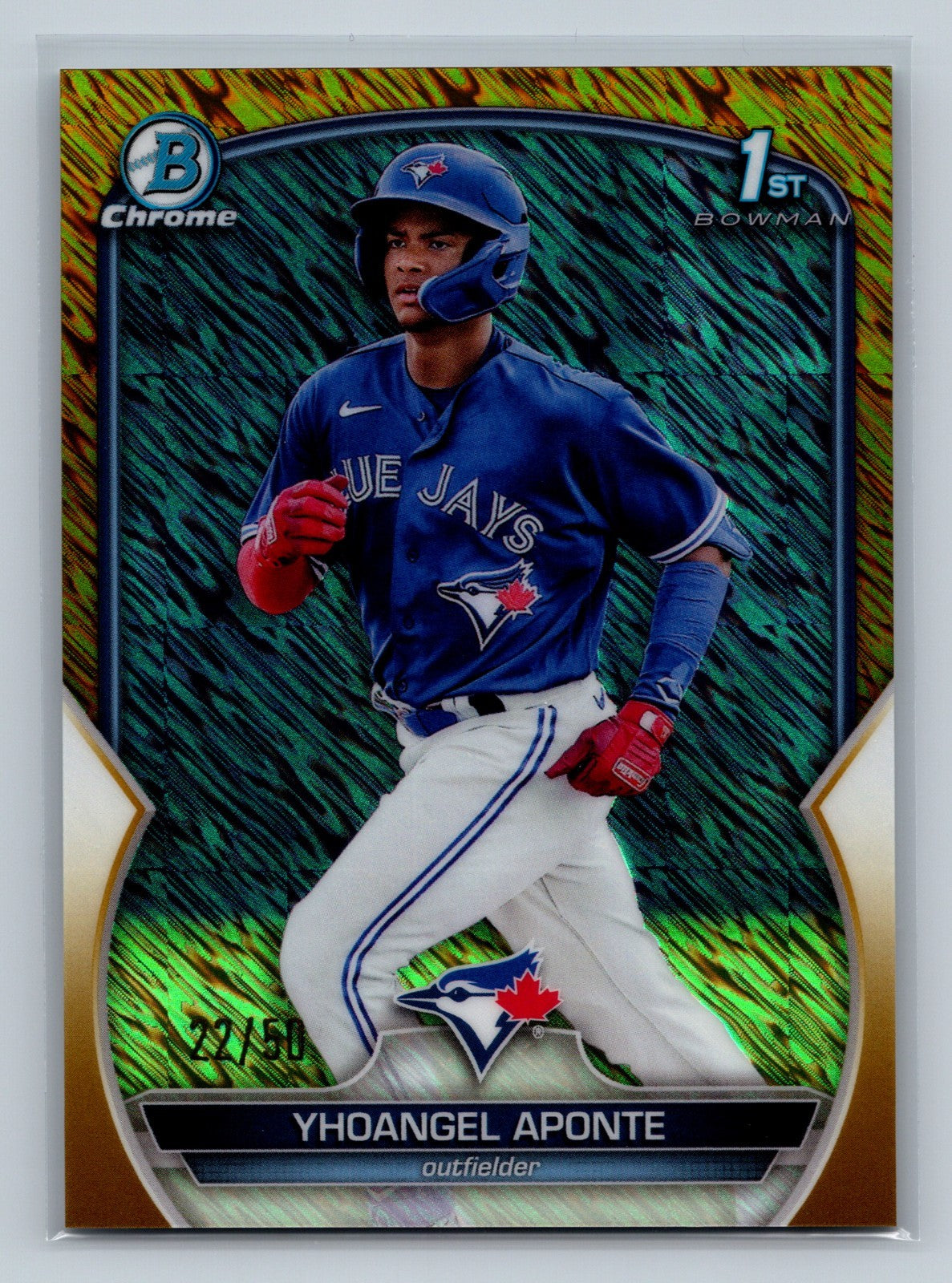 Yhoangel Aponte 2023 Bowman Chrome 1st Gold Shimmer Refractor /50 #BCP-110