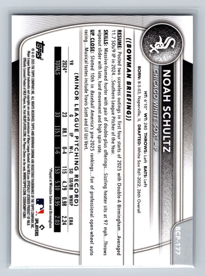 Noah Schultz 2025 Bowman Chrome Prospects Geometric Refractor /499 #BCP-177