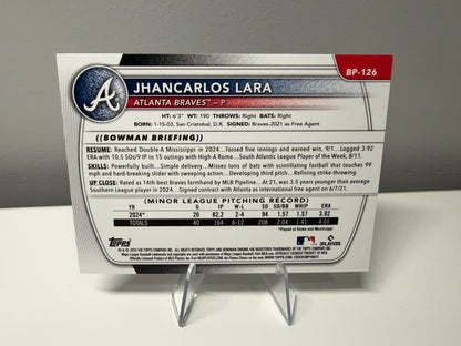 Jhancarlos Lara 2025 Bowman 1st Paper Fuchsia /299 #BP-126 Braves