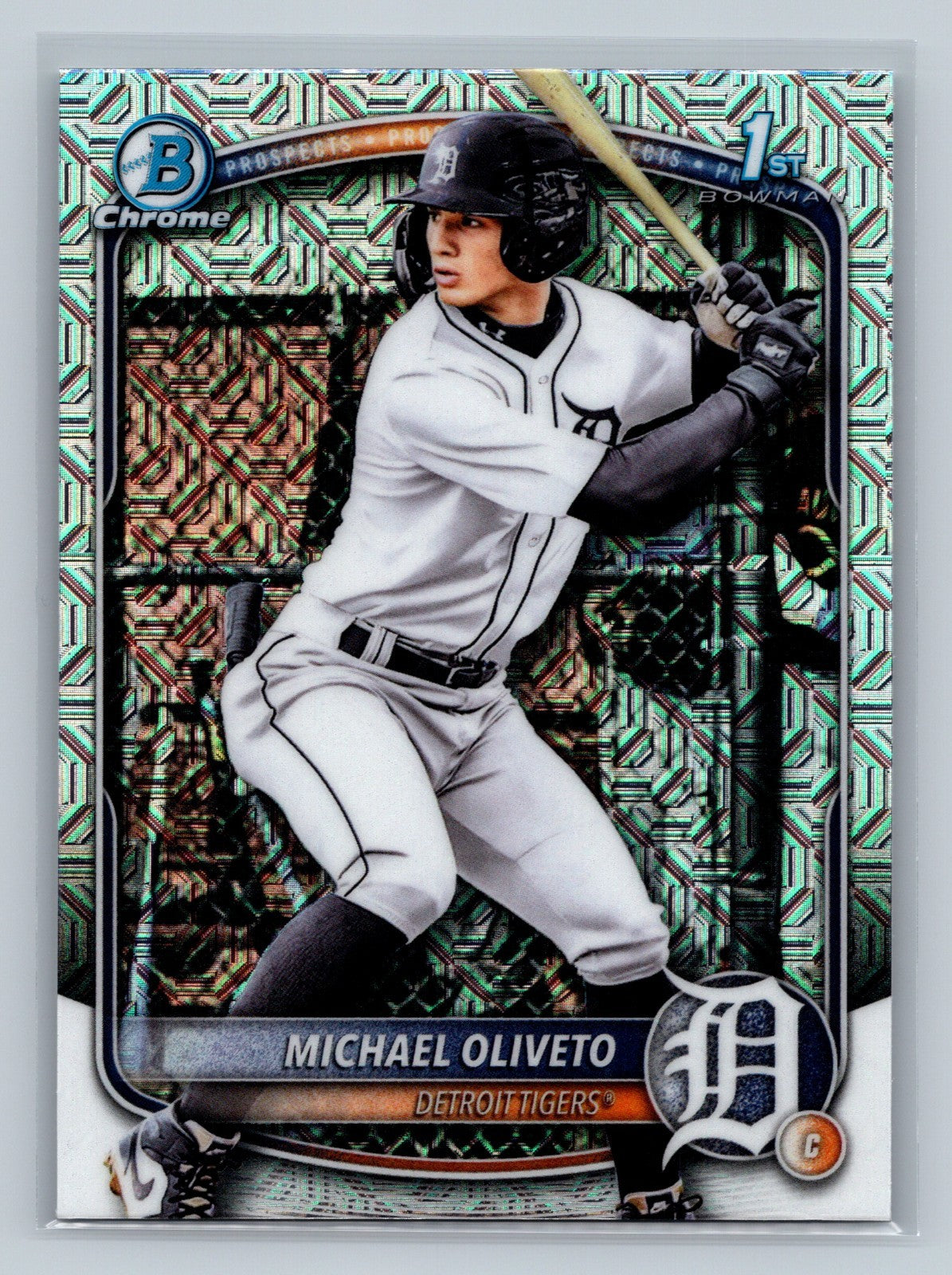 Michael Oliveto 2025 Bowman Draft Chrome 1st Mojo Refractor #BDC-156 Tigers