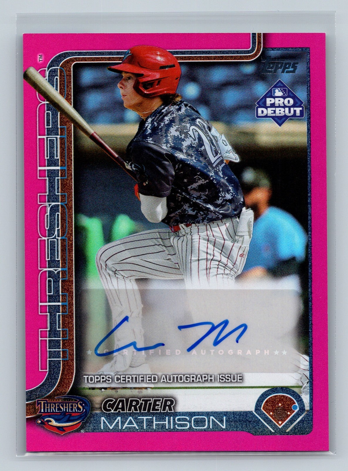 Carter Mathison 2025 Topps Pro Debut Fuchsia Foil Auto /199 #PD-88 Threshers