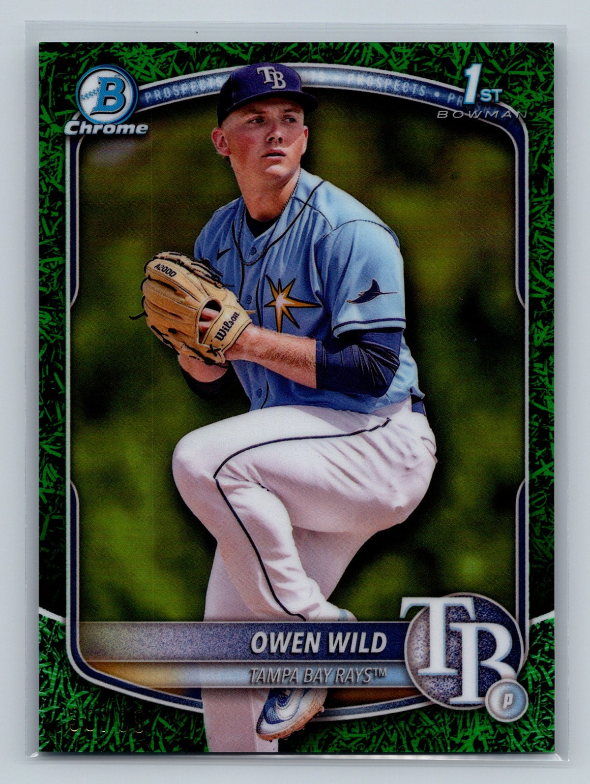 Owen Wild 2025 Bowman Chrome 1st Green Grass Refractor /99 #BCP-14 Rays