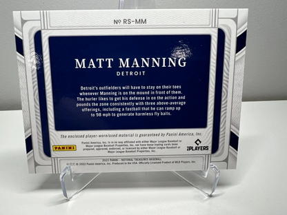 Matt Manning 2022 Panini National Treasures Jumbo Relic RC /99 #RS-MM