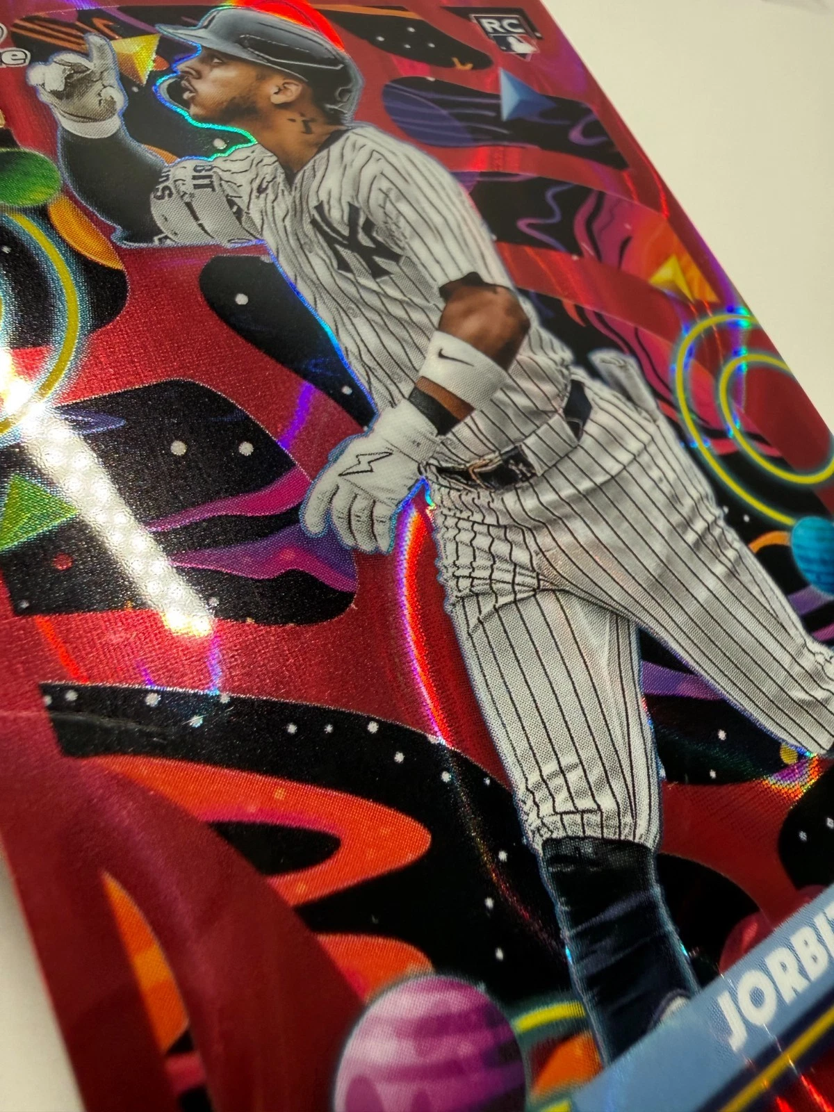 Jorbit Vivas 2025 Topps Chrome Cosmic Red Flare Refractor RC /5 #92 Yankees