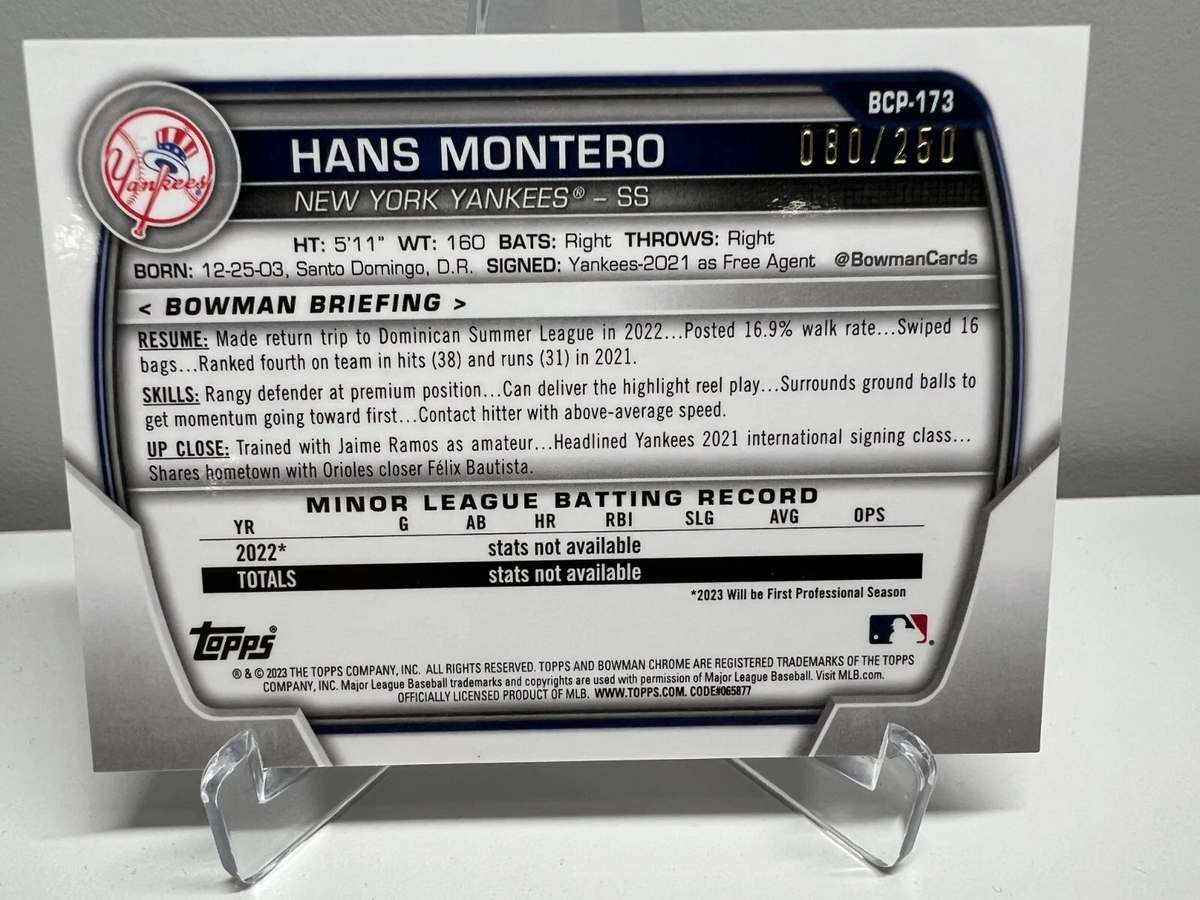 Hans Montero 2023 Bowman Chrome 1st Purple Shimmer Refractor /250 #BCP-173
