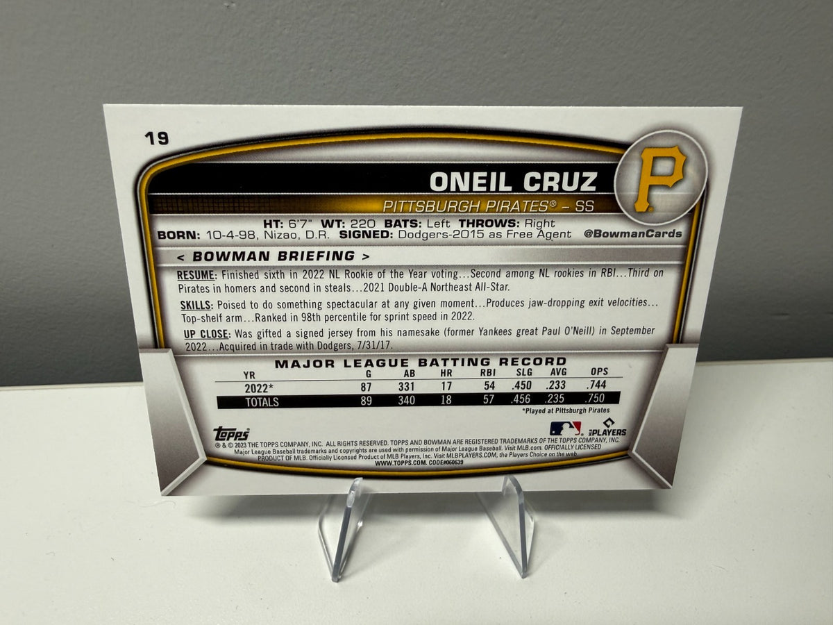 Oneil Cruz 2023 Bowman Paper Sky Blue /499 #19 Pirates