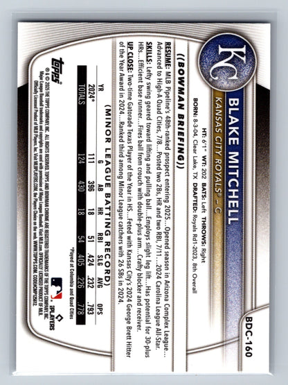 Blake Mitchell 2025 Bowman Draft Chrome Purple Geometric Refractor /250 #BDC-160