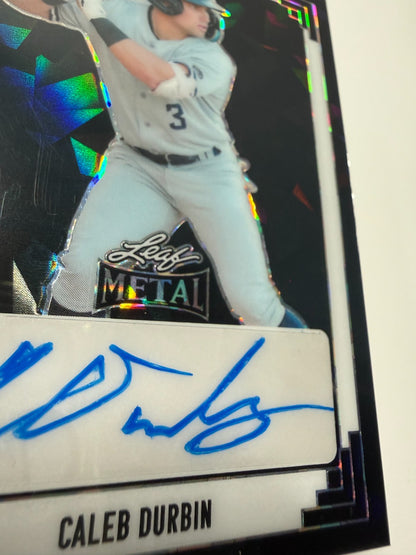 Caleb Durbin 2024 Leaf Metal Black Crystal Auto /2 #91A-CD2 Yankees