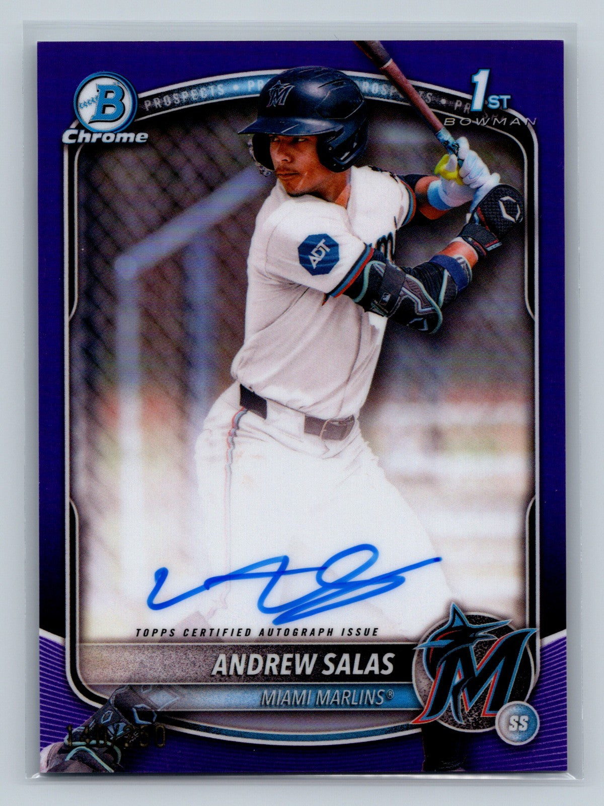 Andrew Salas 2025 Bowman Chrome 1st Purple Refractor Auto /250 #CPA-AS Marlins