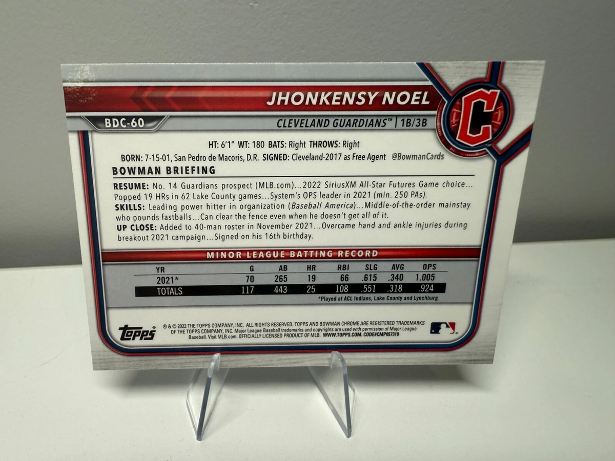 Jhonkensy Noel 2022 Bowman Draft Chrome Sky Blue Refractor #BDC-60 Guardians