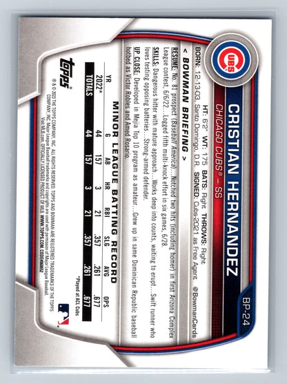 Cristian Hernandez 2023 Bowman Paper Prospects Blue Pattern /125 #BP-24 Cubs