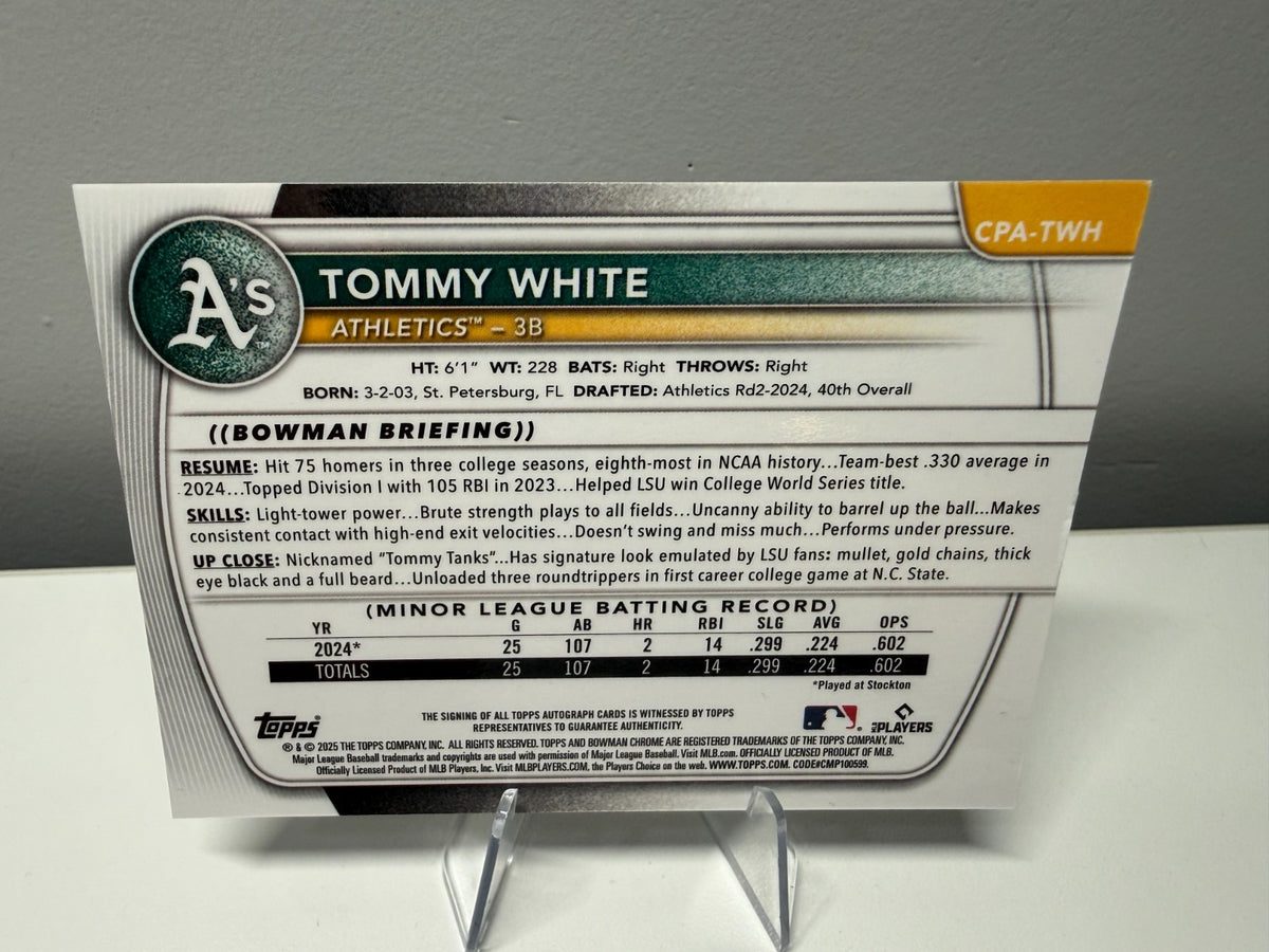 Tommy White 2025 Bowman Chrome 1st Mojo Refractor Auto /150 #CPA-TWH Athletics