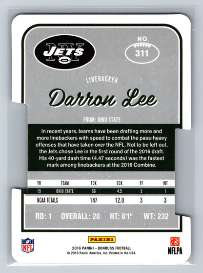 Darron Lee 2016 Panini Donruss Press Proof Gold Die-Cut RC /25 #311 Jets