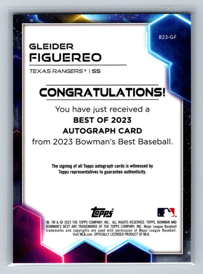 Gleider Figuereo 2023 Bowman's Best Auto #B23-GF Rangers
