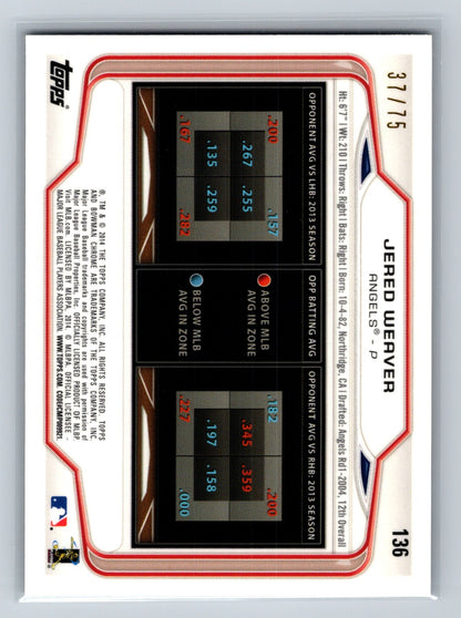 Jered Weaver 2014 Bowman Chrome Prospect Green Refractor /75 #136 Angels