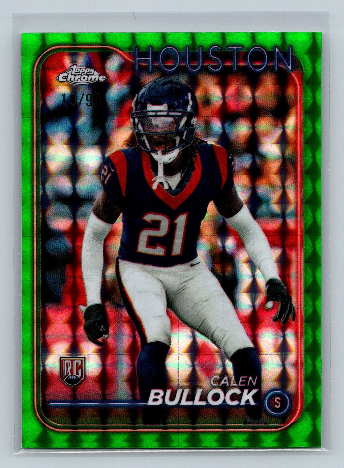 Calen Bullock 2024 Topps Chrome Green Geometric Refractor /99 #293 Texans
