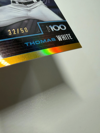 Thomas White 2025 Bowman Scouts Top 100 Gold Refractor /50 #BTP-34 Marlins